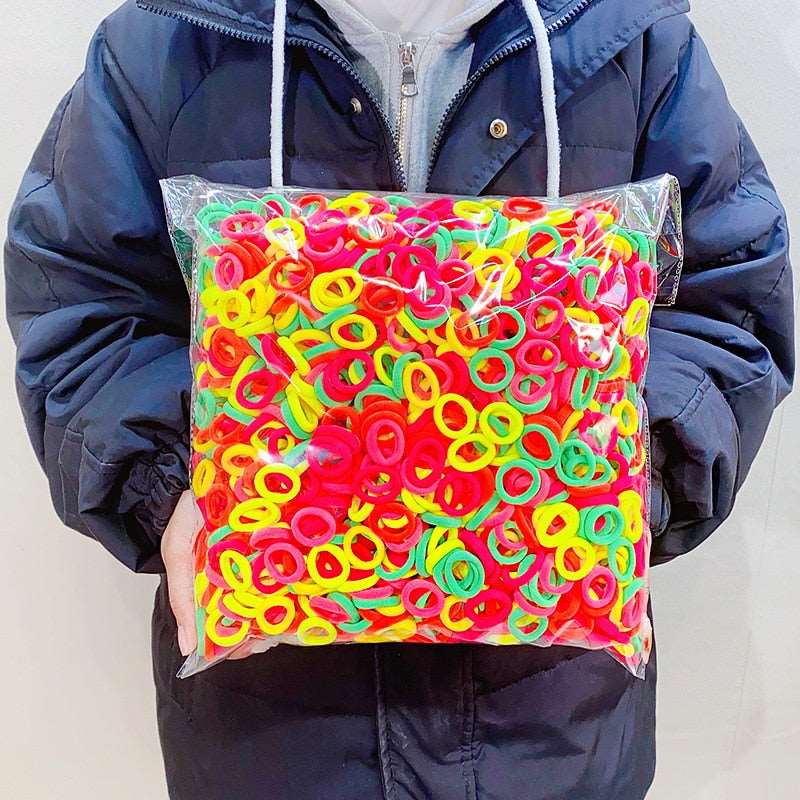 100/300/500PCS Colorful Basic Nylon Ealstic Hair Band For Girls Ponytail